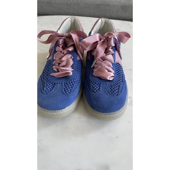 Dolce Vita Blue and Pink Women's Sneakers with Satin Ribbon Laces - Size 9-9.5 - Picture 2 of 9
